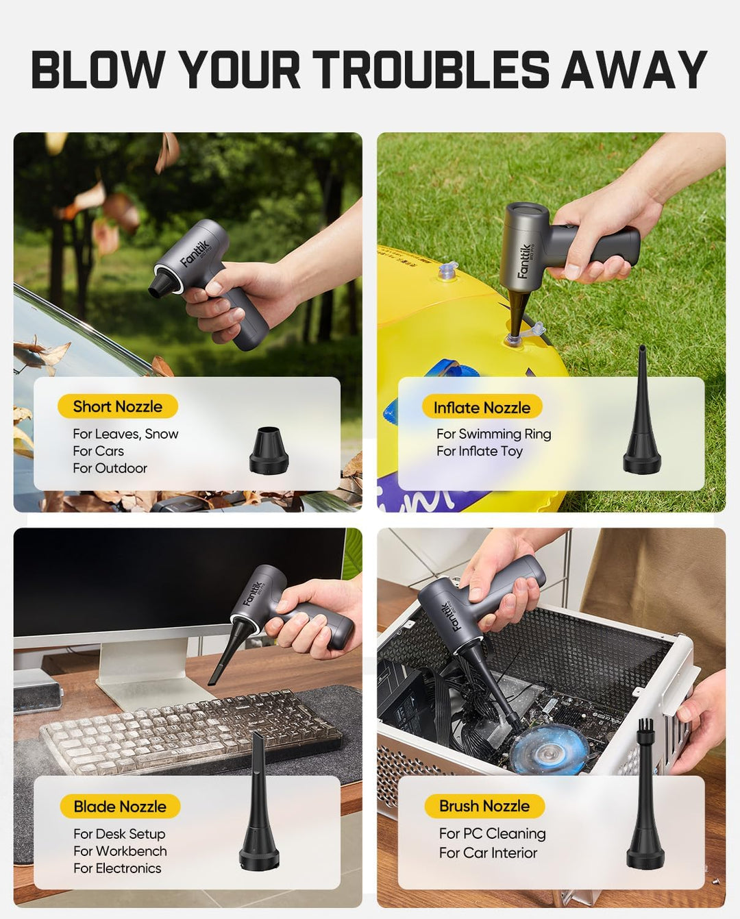 Fanttik B10 Pro Elektrische Staubgebläse, 110.000 U/min bürstenloser Motor, 3-Gang einstellbare Mini