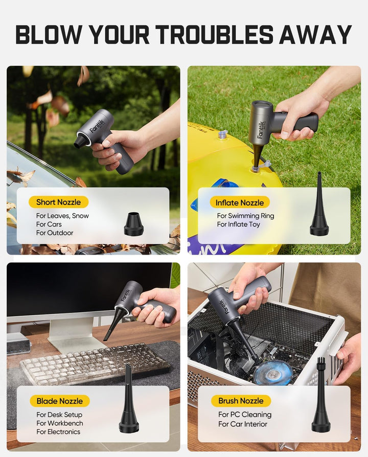 Fanttik B10 Pro Elektrische Staubgebläse, 110.000 U/min bürstenloser Motor, 3-Gang einstellbare Mini