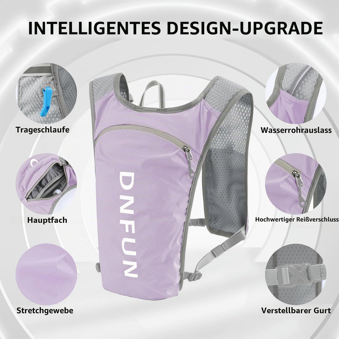 DNFUN Laufweste Damen Herren,verstellbare Trinkweste mit 1.5L Trinkflasche,5L Running Vest Trinkruck
