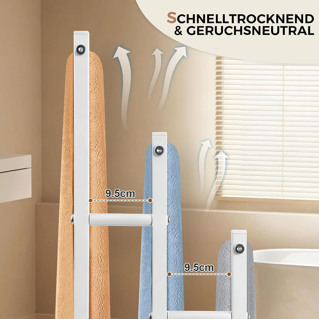 Handtuchhalter Weiss, Freistehender Badetuchhalter mit 3 Stangen, Handtücher