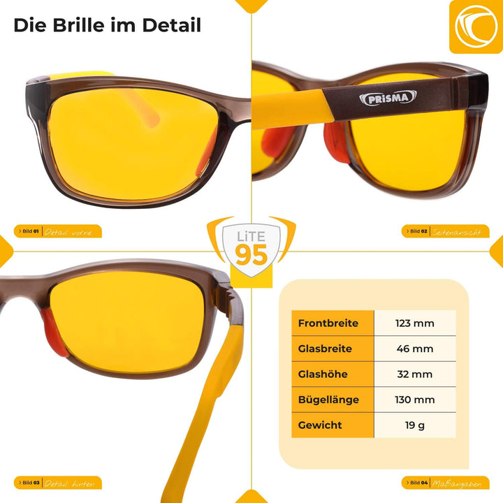 PRiSMA KIDS Blaulichtfilterbrille für Kinder mit LiTE95 Blaulichtfilter, Kinderbrille K3704 mit 95%