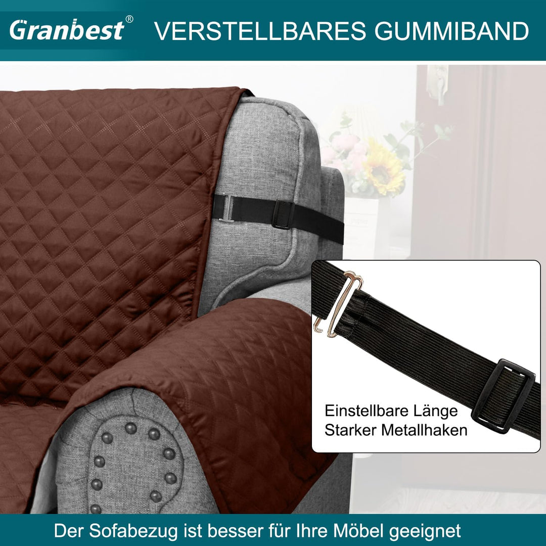 Granbest wasserdichte Sofabezug 3 Sitzer rutschfeste Couchbezug mit Elastischen Riemen, Waschbare So