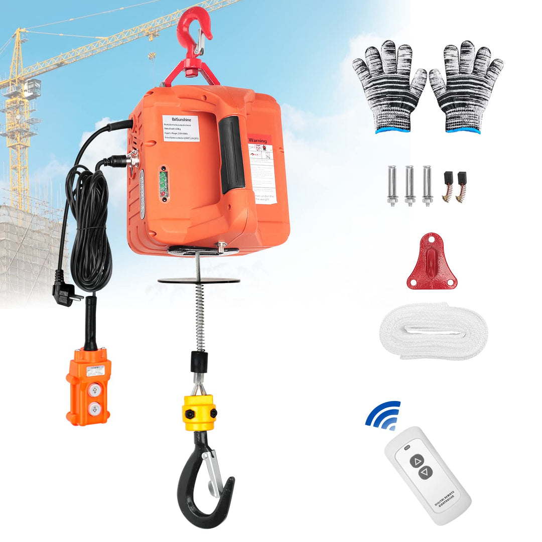 BriSunshine 3 in 1 Elektrische Seilwinde 500KG,1500W Elektrischer Seilzug Tragbarer Winden Hebezeuge
