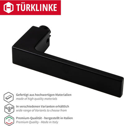 Gedotec Türklinke schwarz | 1 Set Türbeschlag schwarz Türgriffe Zimmertür modern eckige Rosette für