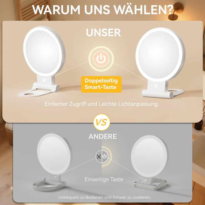 Auxmir Kosmetikspiegel mit Beleuchtung, 30X/1X Doppelseitig Schminkspiegel mit Licht, Dimmbar Spiege