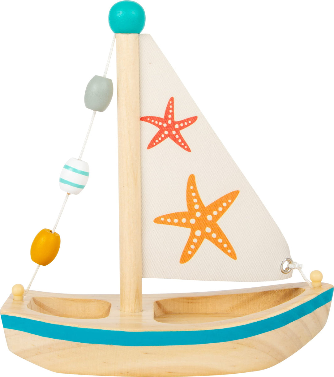 small foot Wasserspielzeug Segelboot "Seestern" aus Holz, Badespielzeug , für Kinder ab 24 Monaten,