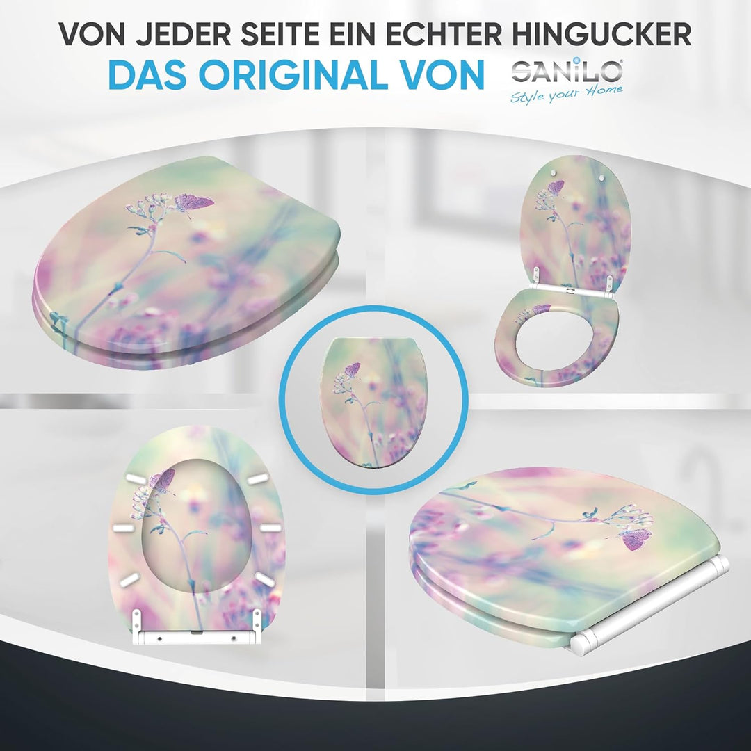 Sanilo WC Sitz mit Absenkautomatik & Schnellverschluss, Toilettendeckel per Knopfdruck abnehmbar, ei
