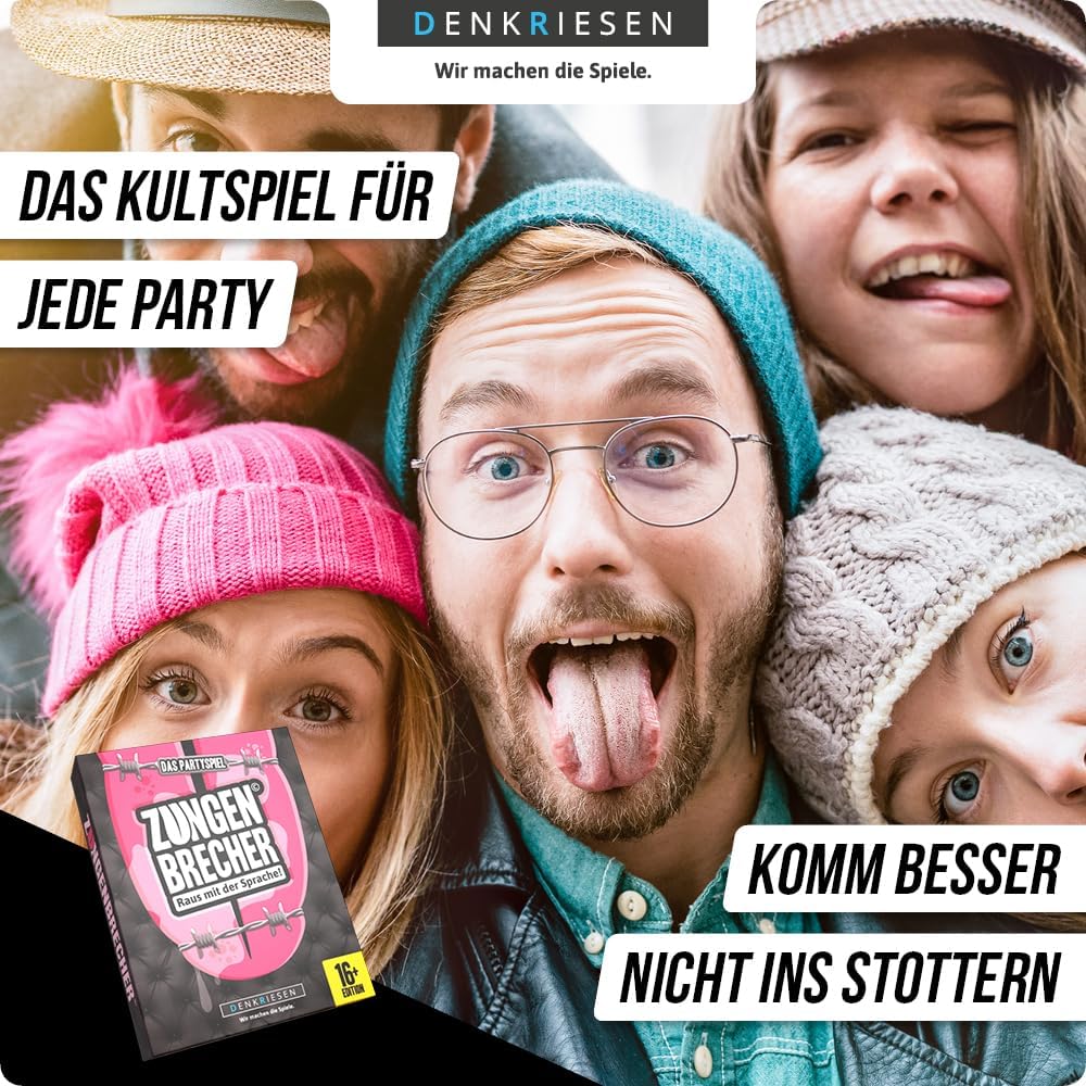 DENKRIESEN - Zungenbrecher© – Raus mit der Sprache! | Partyspiel | Ab 16 Jahren | 3-8 Spieler | Lust