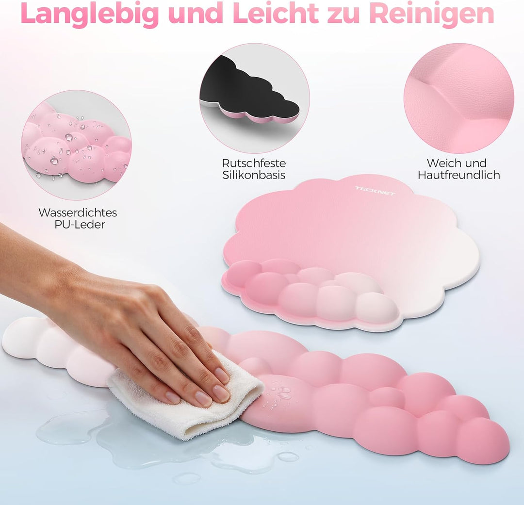 TECKNET Wolke Handballenauflage Tastatur, Mauspad mit Handauflage, Ergonomische Handauflage Tastatur
