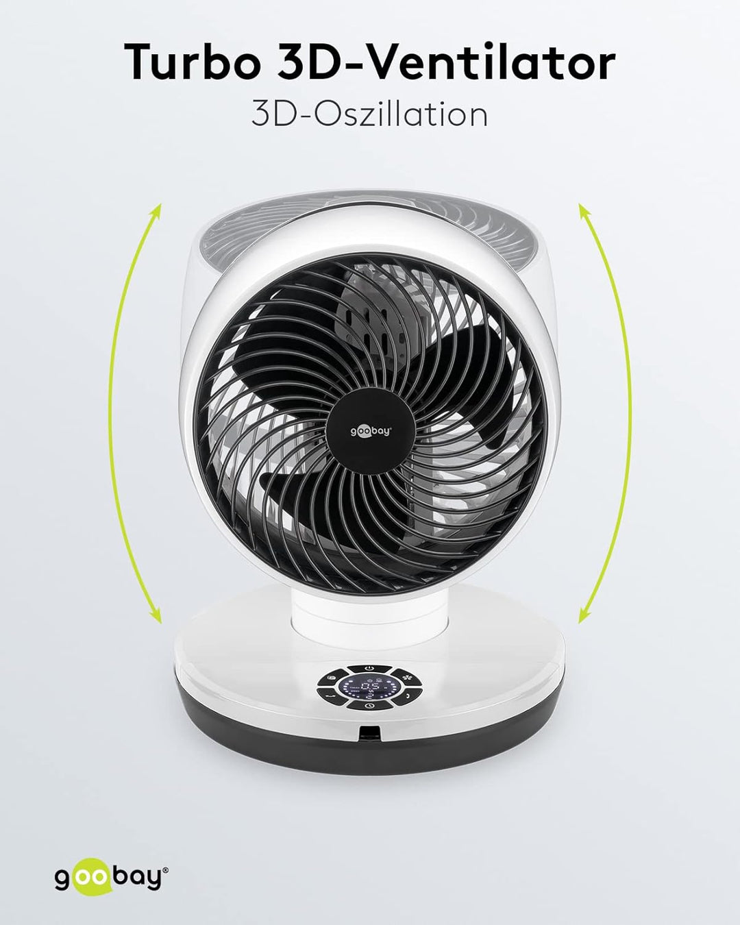 goobay 59515 Leistungsstarker Ventilator mit Fernbedienung Ø 23 cm (9 Zoll) / Multidirektionale Oszi