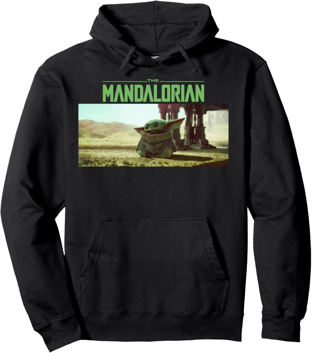 Star Wars The Mandalorian The Child Logo Stare Portrait Pullover Hoodie