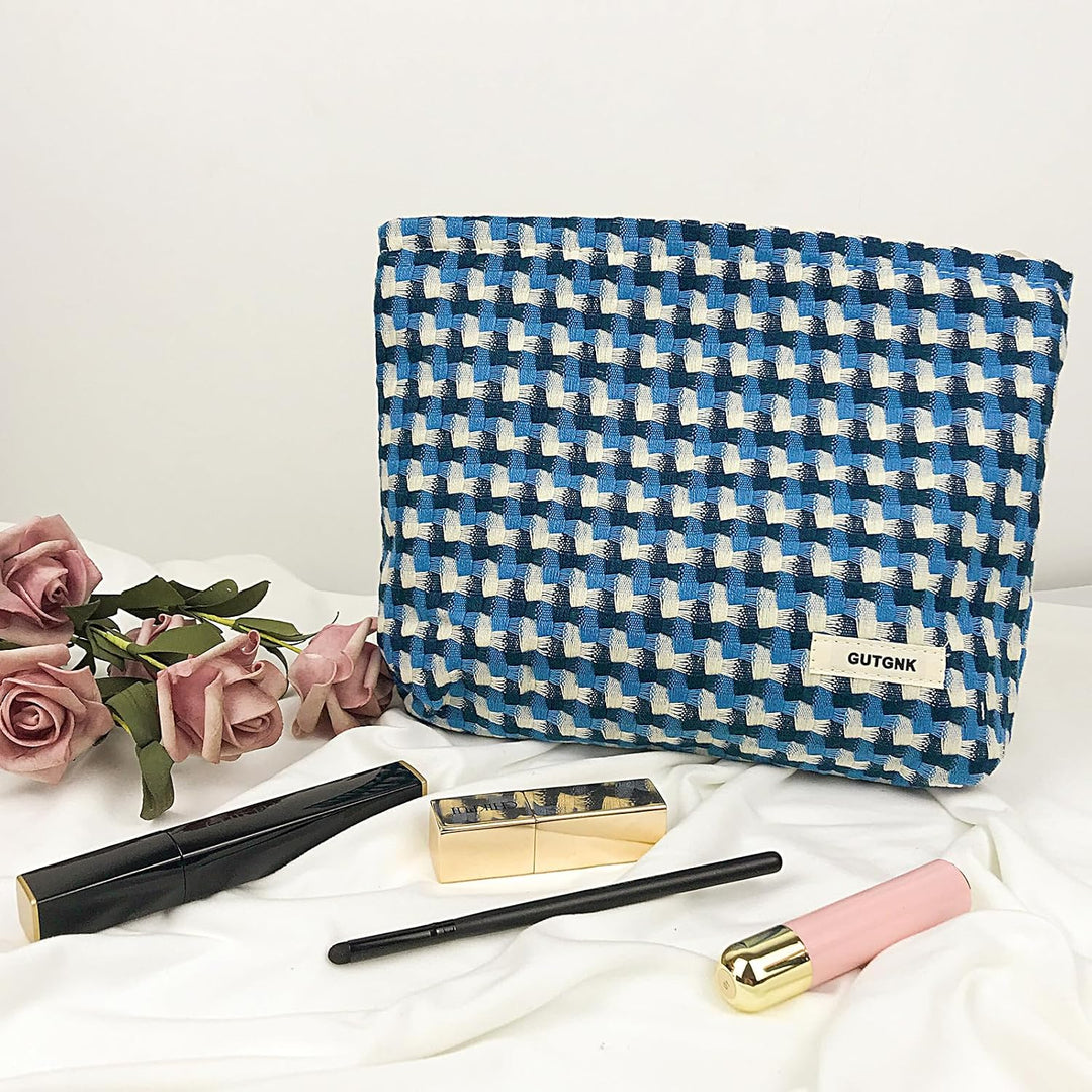 Make-up-Tasche für Damen, Cord-Kosmetiktasche, ästhetisches Design, Damen-Tragetasche, Federmäppchen