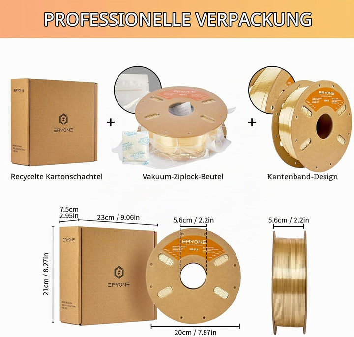 ERYONE Seiden PLA Filament 1.75mm, PLA Seiden Filament für 3D Drucker, 1.75mm +/- 0,03 mm, 1kg /Spul