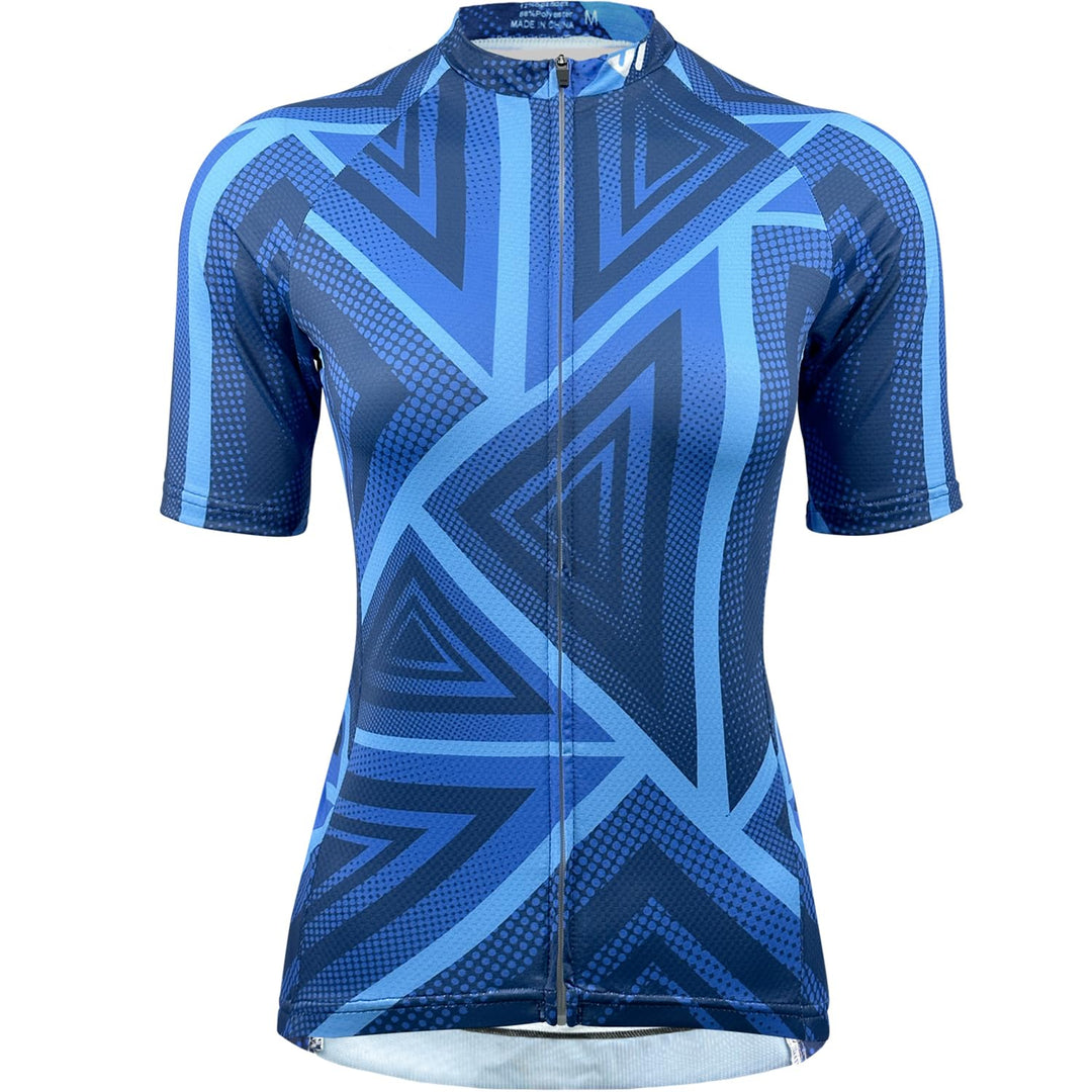 Wulibike Radtrikot Damen Langarm Fahrradtrikot Atmungsaktiv Rennrad Trikot mit 3 Rückentaschen 2-bla