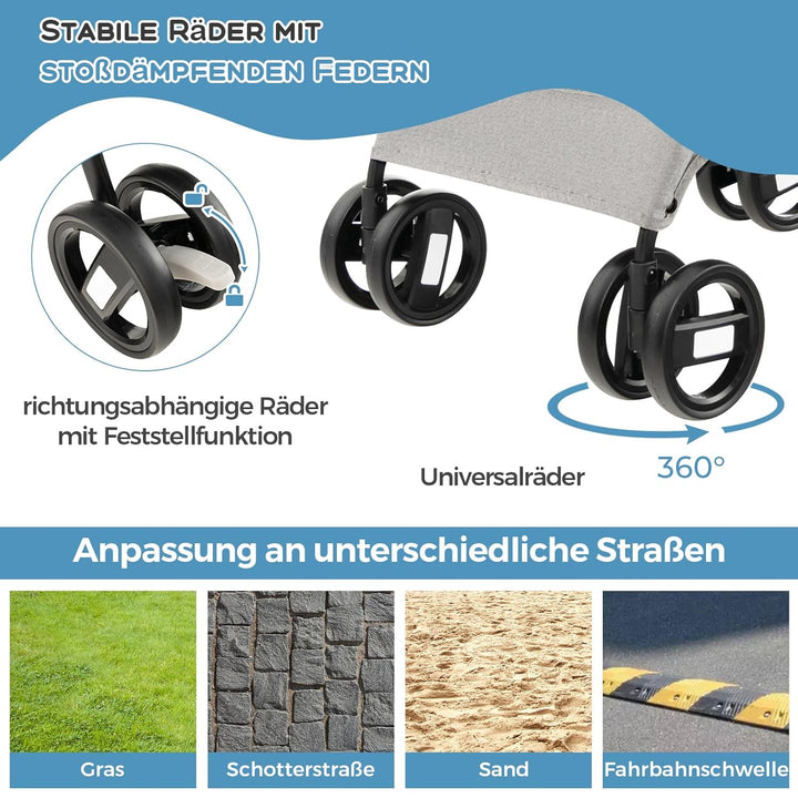 COSTWAY 3 in 1 Hundewagen, Hundebuggy klappbar, bis 15 kg, Haustierwagen mit Netzfenstern | verstell