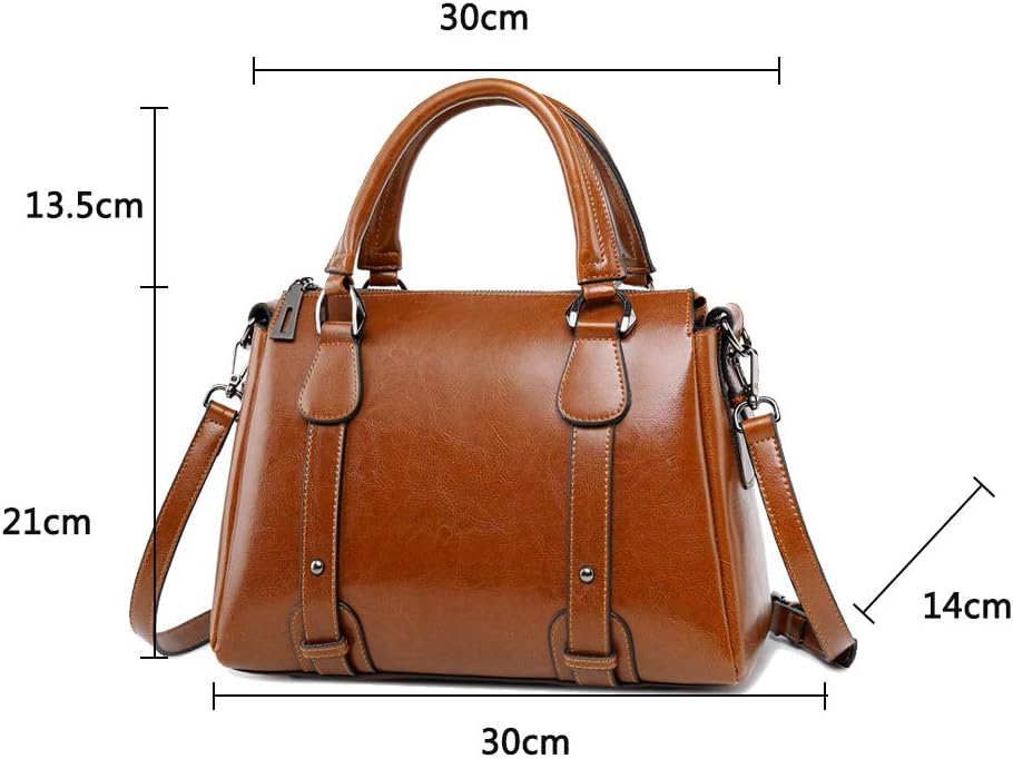 Coolives Damen Tasche aus Leder Handtasche Henkeltasche Umhängetasche Schultertasche Braun EINWEG, B