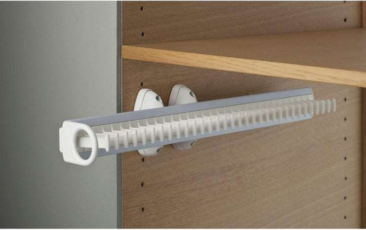 Krawattenhalter ausziehbar Modell A,505x82x85mm,Aluminium/Kunststoff weiss poliert/weiss, poliert/we