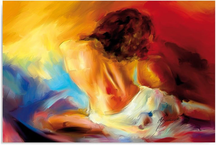 Feeby, Leinwandbild, Bilder, Wand Bild, Wandbilder, Kunstdruck 80x120cm, Frau, LOCKIGES Haar, AKT, R