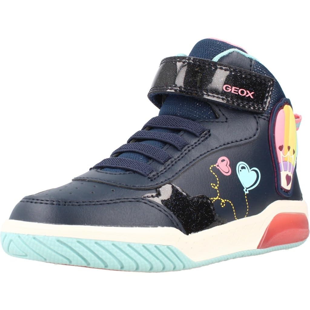 Geox Mädchen J Inek GirlSneaker 25 EU Navy Watersea, 25 EU Navy Watersea
