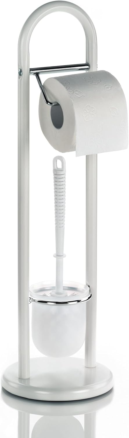 Kela 20975 Toilettengarnitur, WC-Bürstentopf und Papierhalterung, Linda, Metall, 65,5cm, Weiss, Weis
