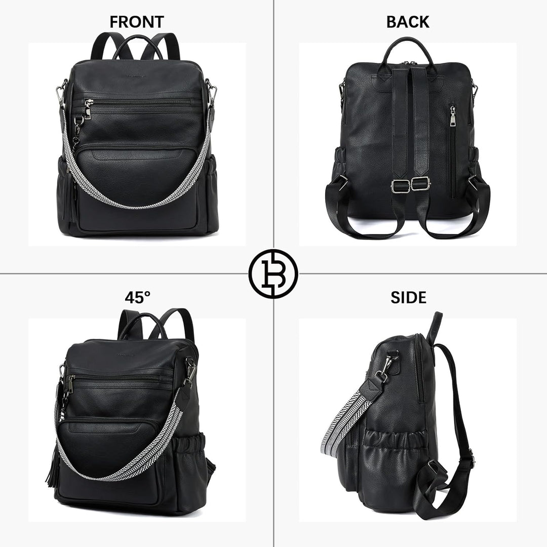 BOSTANTEN 2 Pieces Leder Rucksack Damen Freizeitrucksack Reise Handtasche Rucksackhandtasche Tagesru
