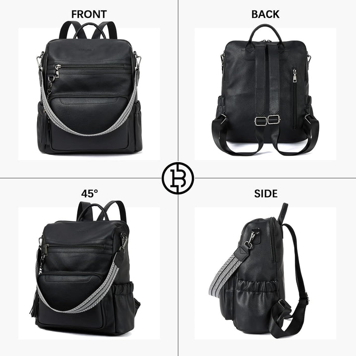 BOSTANTEN 2 Pieces Leder Rucksack Damen Freizeitrucksack Reise Handtasche Rucksackhandtasche Tagesru