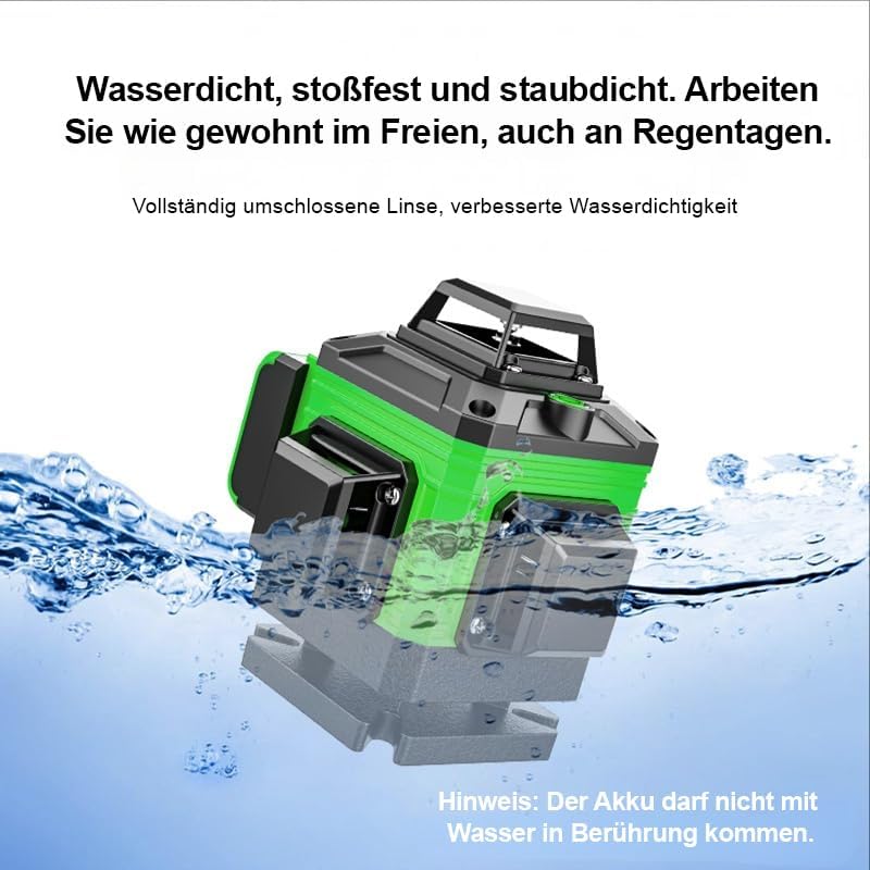Kreuzlinienlaser mit Stativ, 4x360° Selbstnivellierend Laser Wasserwaage, Baulaser Nivelliergerät 16