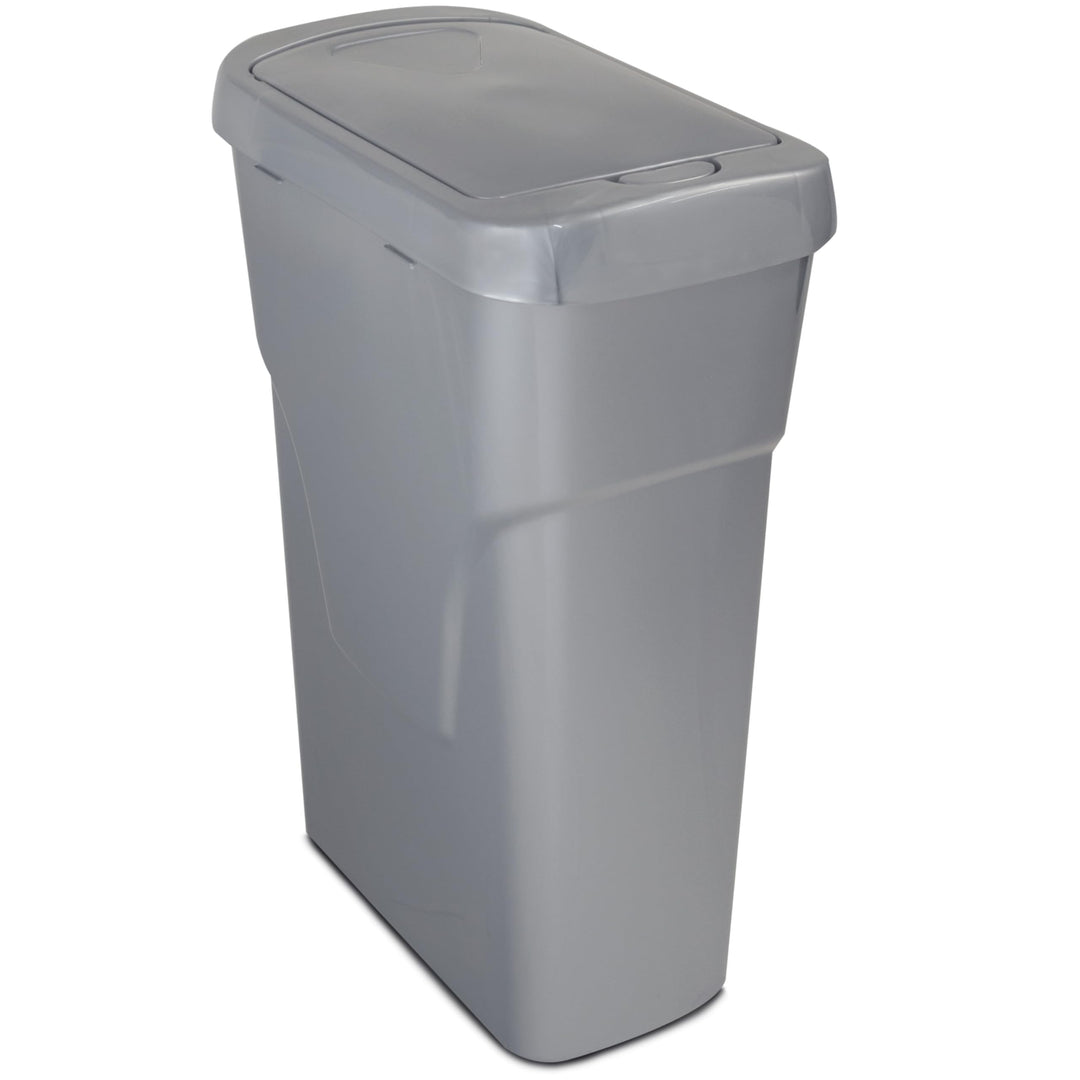 Hummelladen 25 Liter Mülltonne Grau Recyclingtonne 21x36x52cm mit abnehmbarem Druckdeckel - Schmal R
