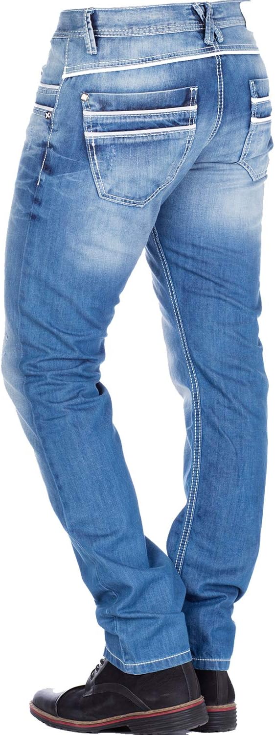 Cipo & Baxx Herren Straight Fit Jeans Simba blau W 33 L 32
