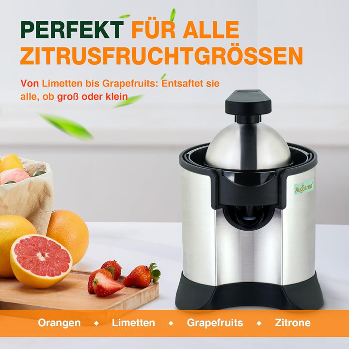Augosma Premium Elektrischer Orangenentsafter Elektrische Zitruspresse, geeignet für Orangen, Zitron