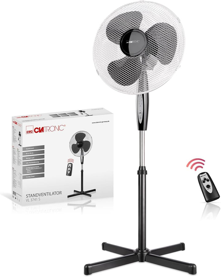 Clatronic Standventilator Ventilator Fan VL 3741 S; sehr leise; Durchmesser 40 cm; Oszillierend/Rota