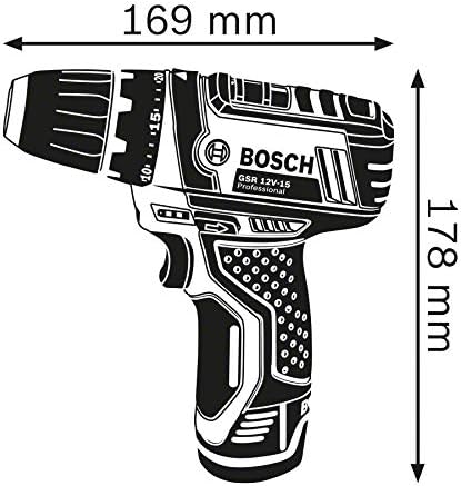 Bosch Professional Akku-Bohrschrauber GSR 12V-15 mit 2 Akkus 12 V, 2,0 Ah im Karton, Schwarz, Blau,
