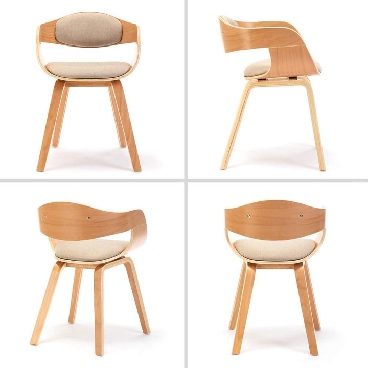 Mingone 2er Set Esszimmerstühle Holz Küchenstühle Designer Stühle mit Leinen Sessel Gepolsterte mit