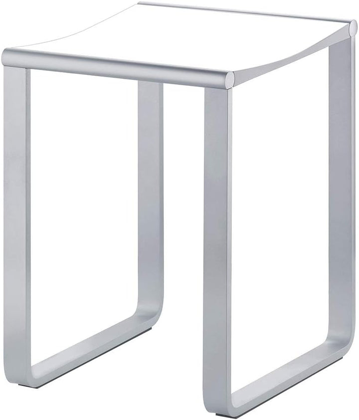 Keuco Plan Duschhocker, belastbar bis 100 kg, Aluminium verchromt, Sitzfläche aus Kunststoff weiss,