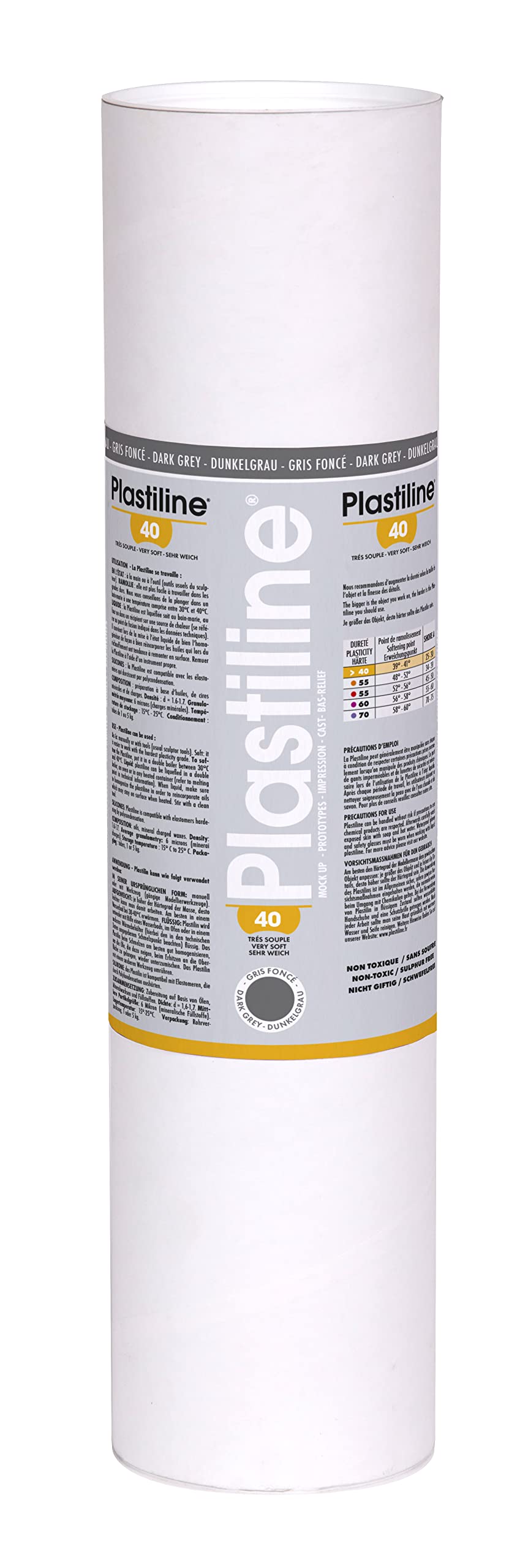 Herbin 5740T - Plastilin für den Modellbau, 5 kg, zum modelieren, HG40, sehr flexibel, 1 Dose, Grau