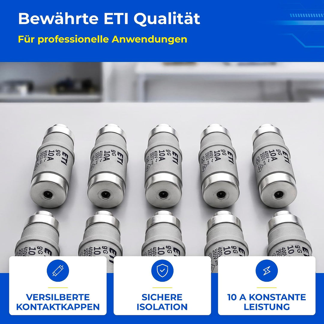 Sicherung NEOZED D01 und D02 10 bis 63 Ampère Blister mit 10 Stück Schmelzsicherungen träge als Ersa