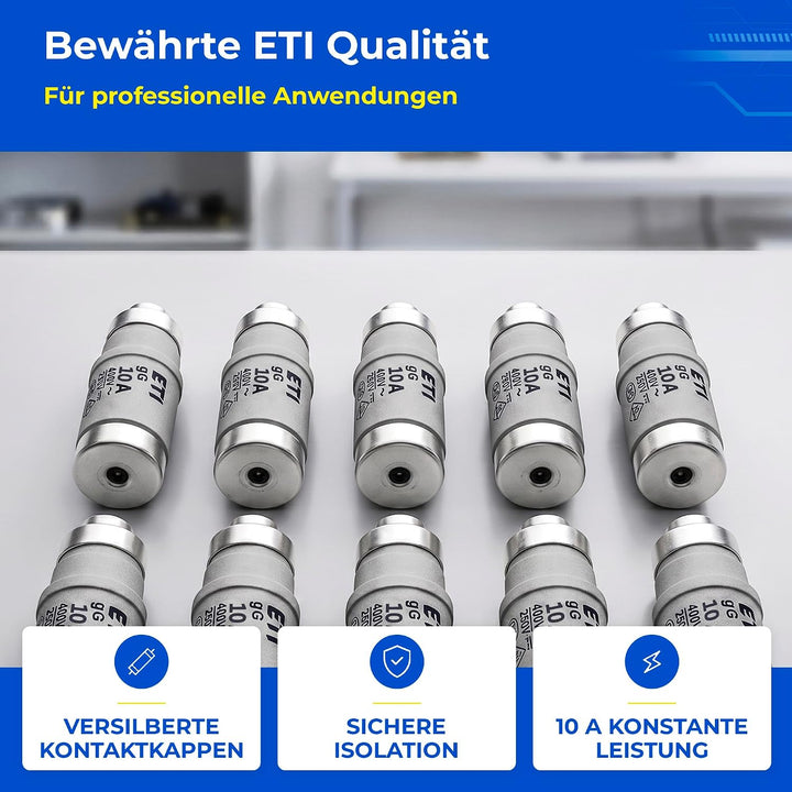Sicherung NEOZED D01 und D02 10 bis 63 Ampère Blister mit 10 Stück Schmelzsicherungen träge als Ersa