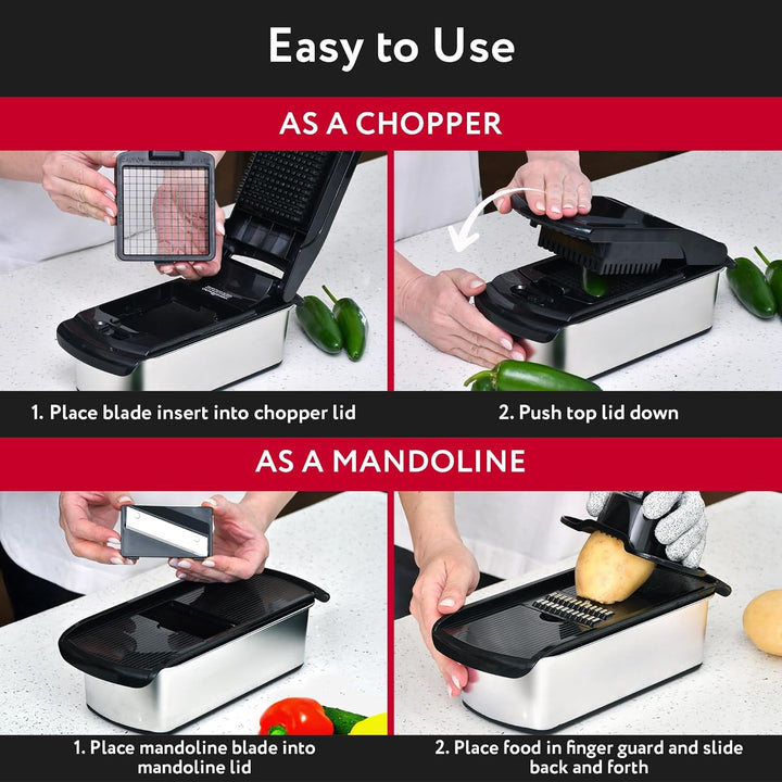 Fullstar Gemüseschneider und Mandoline Gemüsehobel - Julienne- und Würfelschneider für Gurken Zwiebe