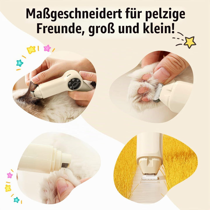 Hoofun Upgrade 2in1 Profi Pfotentrimmer: Nägel Feilen und Rasieren Trimmer mit Starker Motor &amp; Akku