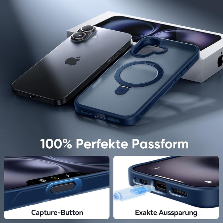 CASEKOO MagicStand für iPhone 16 Hülle mit MagSafe [Unsichtbarer Ständer] [MIL-STD-810H Militärstand