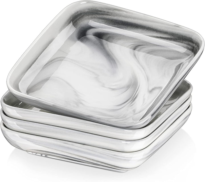 MALACASA, Serie Ivy, 4 teilig Set Marmor Porzellan Speiseteller Pastateller, Kuchenteller Desserttel