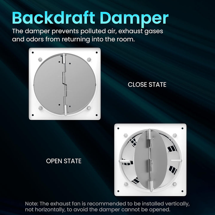 HG Power Abluftventilator 150mm - Badlüfter Leiser mit Rücklaufklappe, Geschwindigkeitsregler, Steck