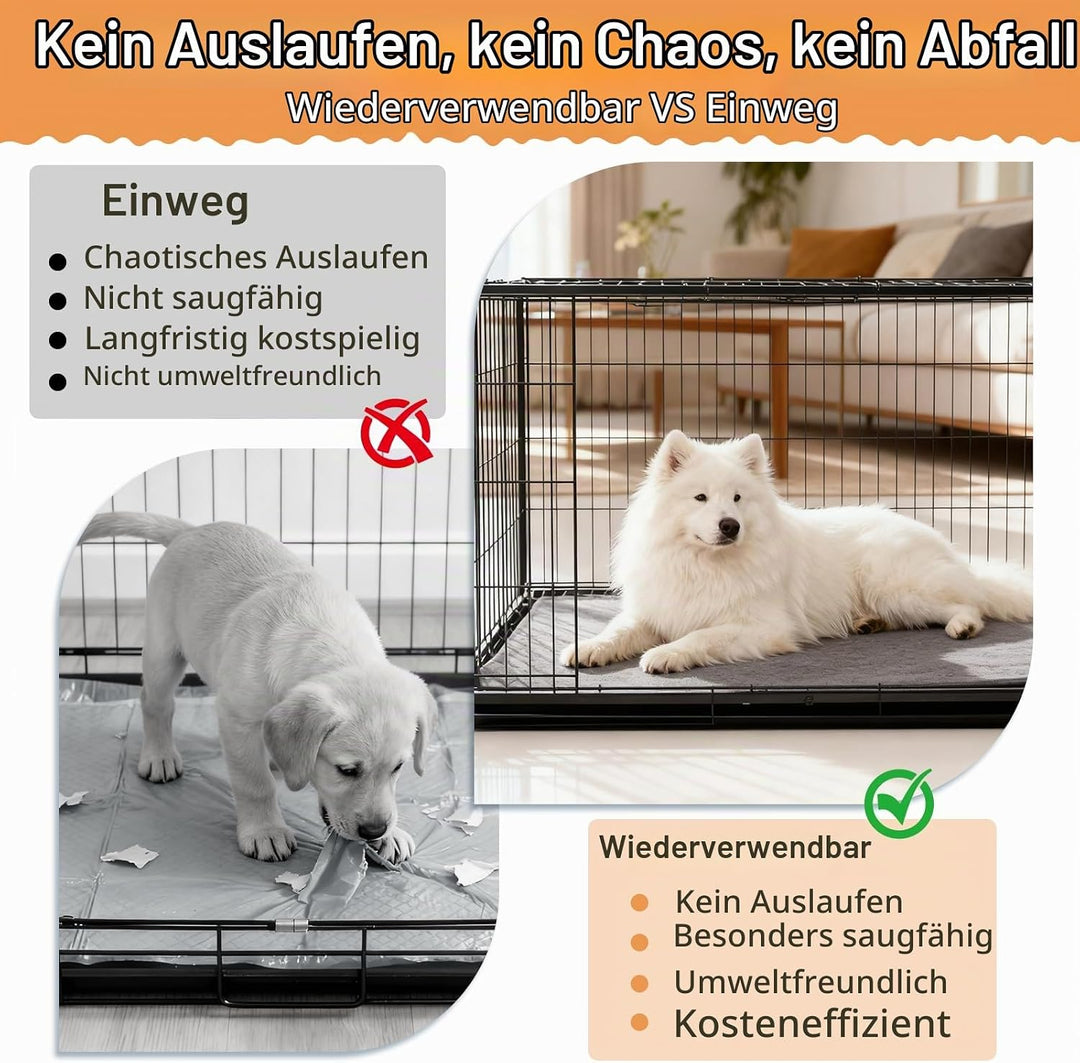 Inkontinenzunterlage Waschbar, 2er Set 90x60 cm Hundedecke Wasserdicht PIPI Matten für Hunde, Welpen