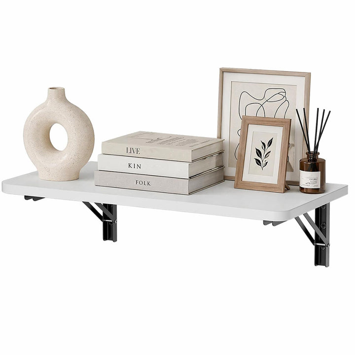 Wandklapptisch 60x40 cm Weiss, Klapptisch Wandmontage, 40 kg | Platzsparender Klapptisch aus Holzwer