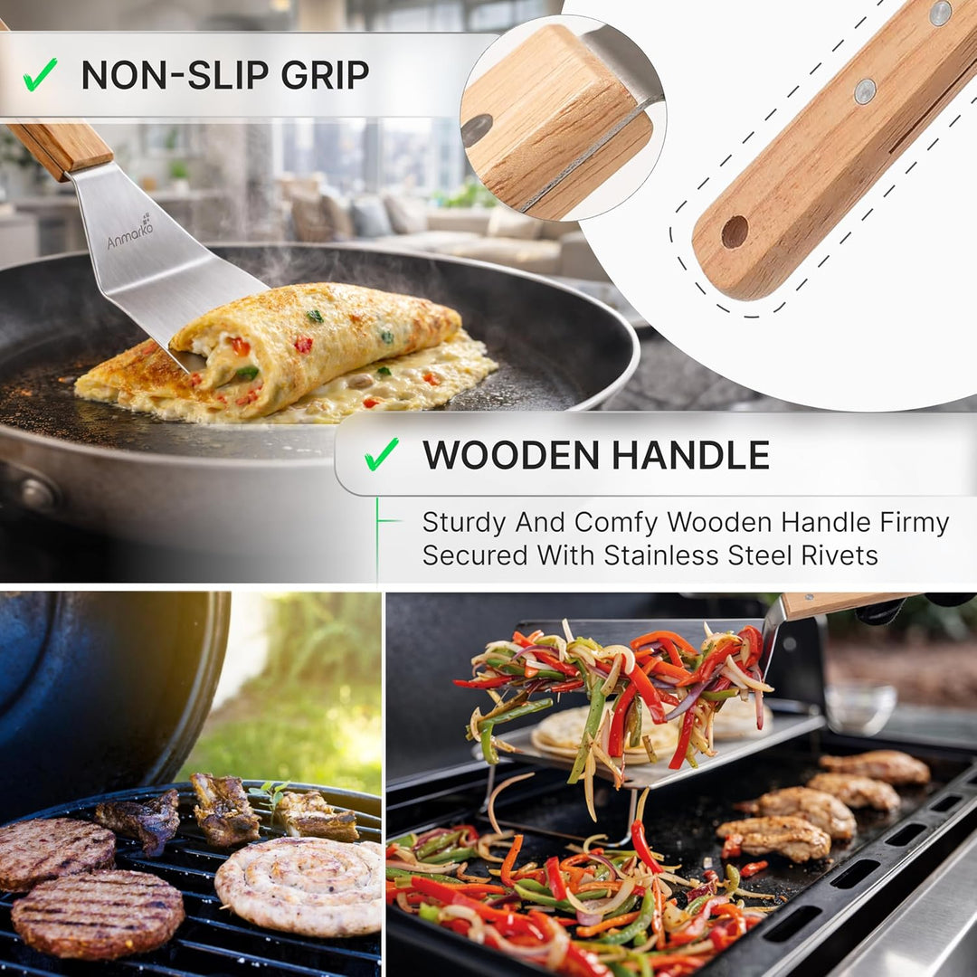 Exklusives Grillwender Set aus hochwertigem Edelstahl - BBQ Grillset in erstklassiger Qualität für H