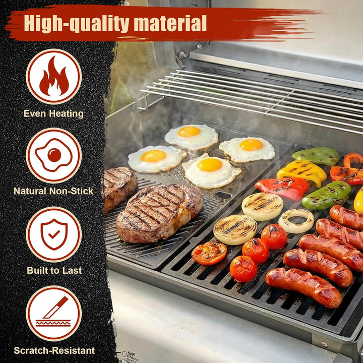 Denmay 7638 44,5 x 30cm Grillplatte Gusseisen für Weber I &amp; II Spirit E/S 310, 320, 330, Spirit E-31