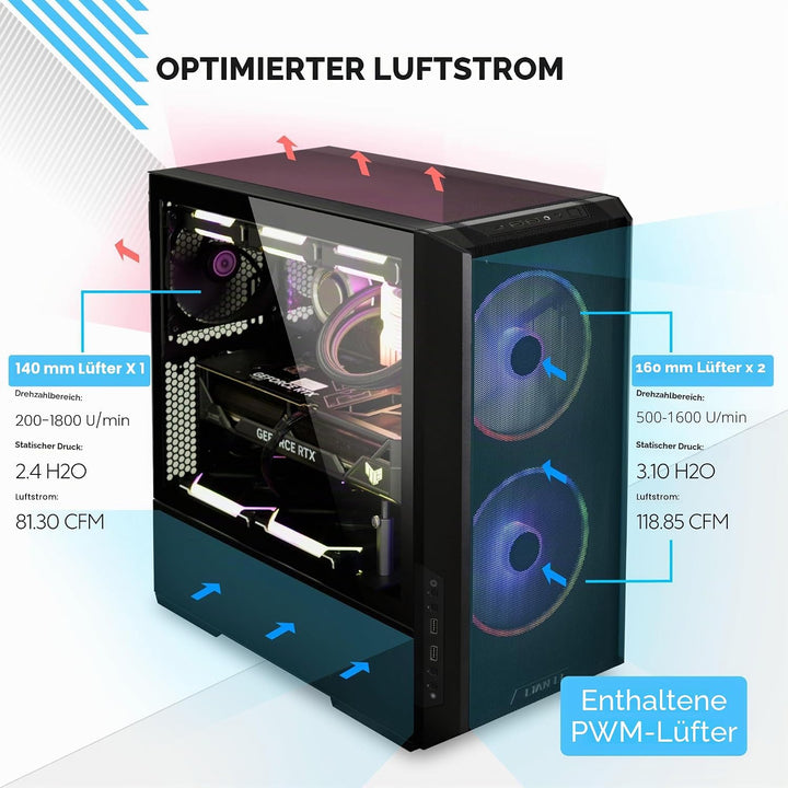 Lian Li LANCOOL 216 RGB, E-ATX-Gehäuse, Midi-Tower - weiss 216 White RGB, 216 White RGB