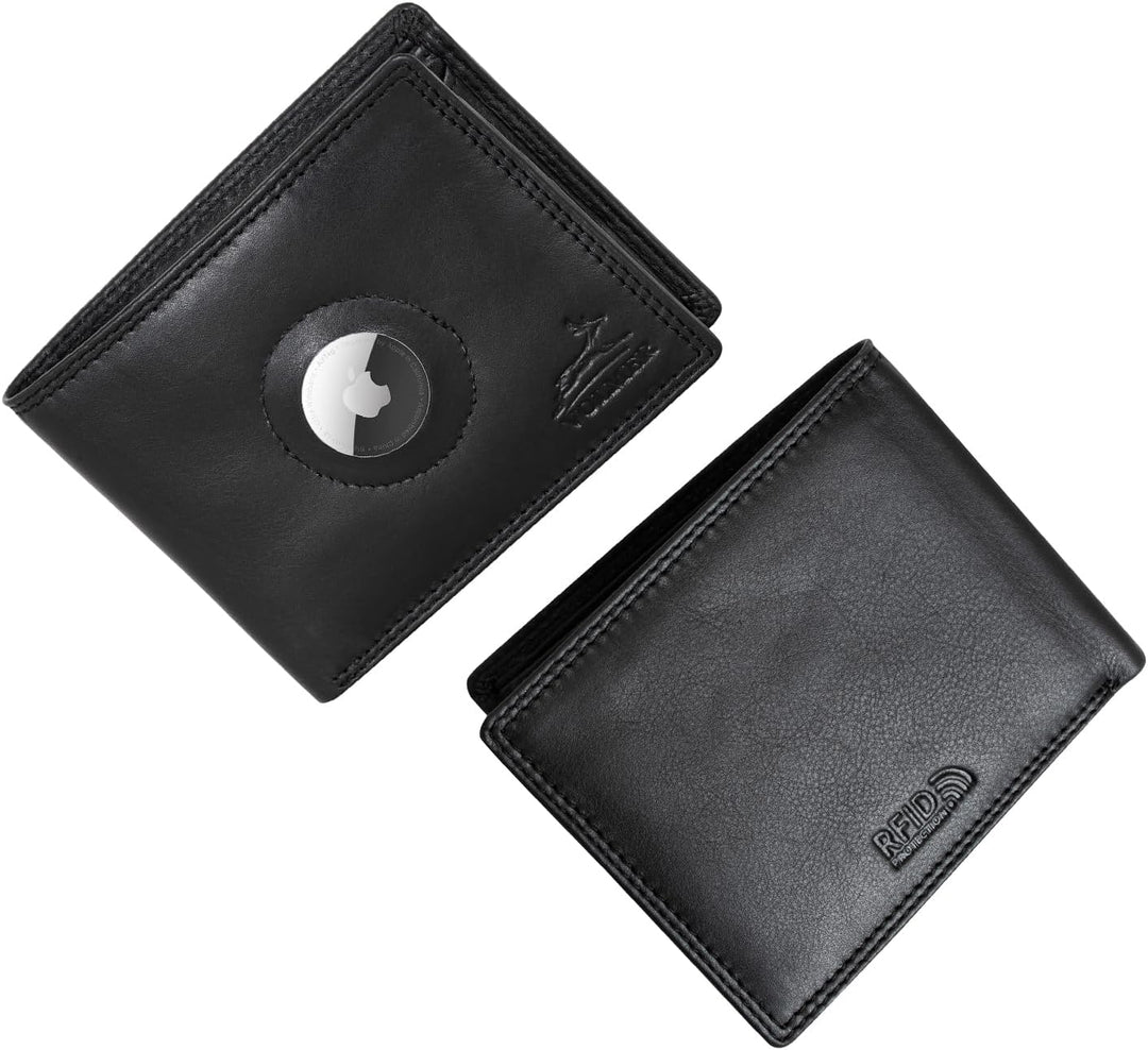 Fa.Volmer ® Leder Geldbörse Herren mit RFID-Schutz - AirTag-Fach - extra-stabile Doppelnaht - 6 Fäch