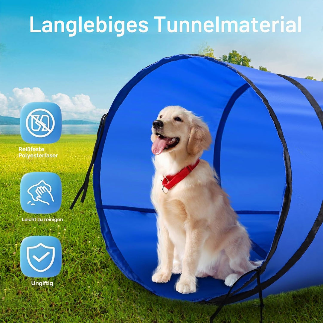Agility Ausrüstungs Set für Hunde Agility Set mit 170CM Hundetunnel, Hindernisse mit Hundetunnel, 8