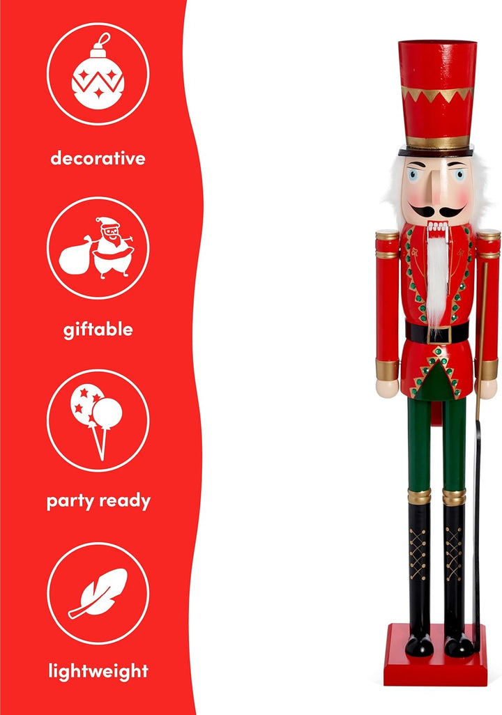 THE TWIDDLERS Riesige Holz Weihnachten Nussknacker Figur, Lebensgrösse, XXL 120cm - Klassische Weihn